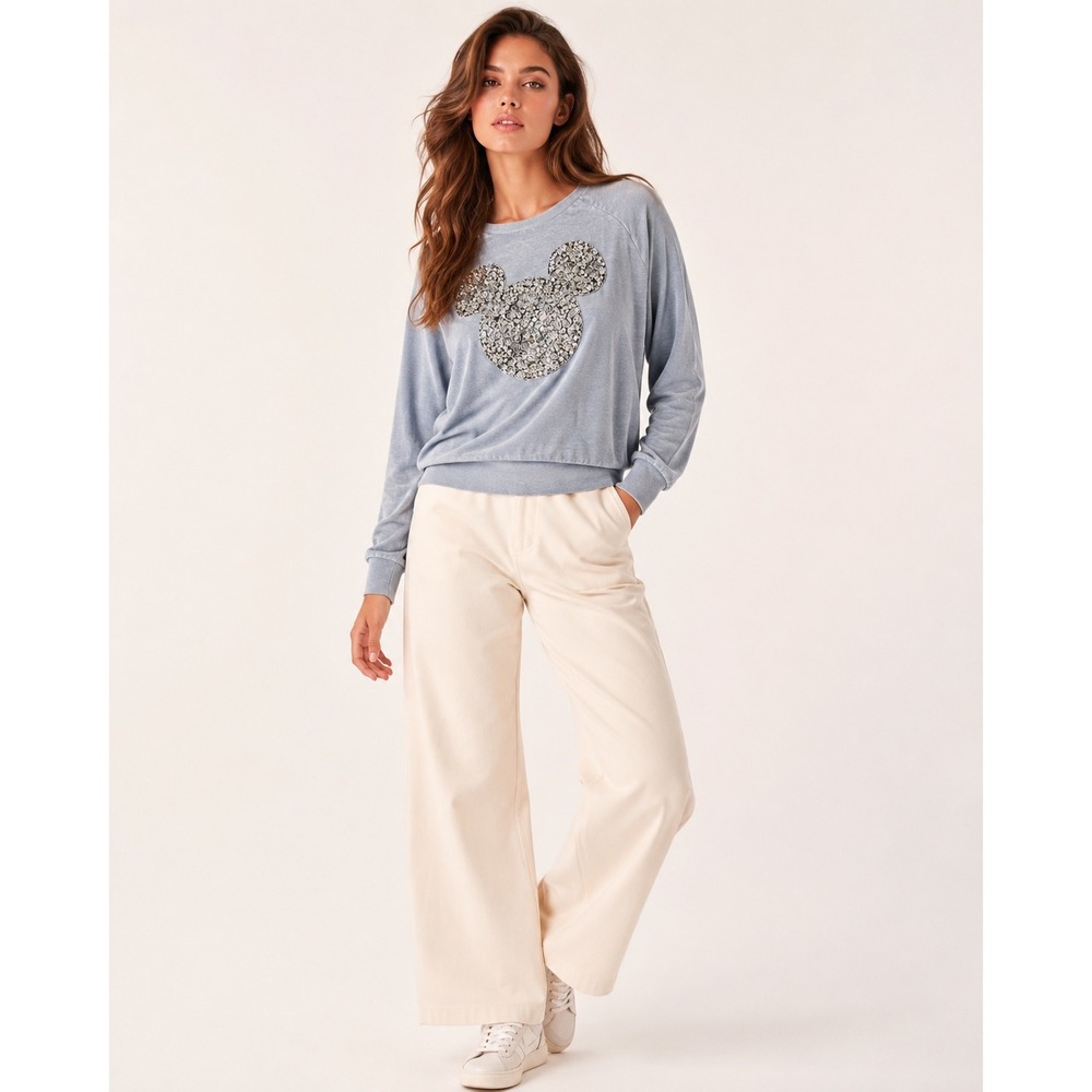 VTG Retro Disney Sequin Mickey‎ Sweatshirt L